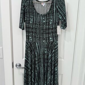 LuLaRoe Black and White Fit and Flare Midi Dress
